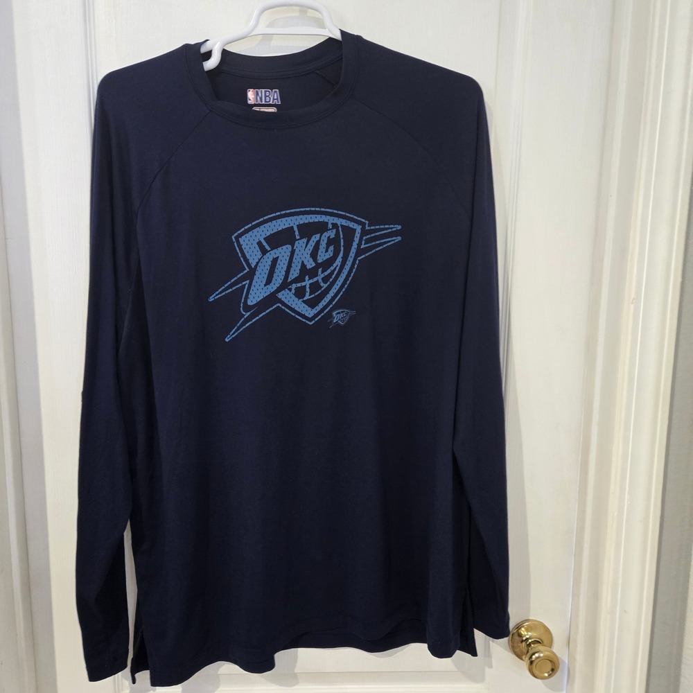 NBA Oklahoma City Thunder Shirt Mens 2XL‎ Blue OKC Long Sleeve Raglan